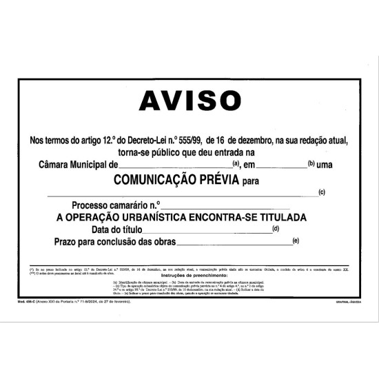 AVISOS DE OBRA EM PAPEL PLASTIFICADO