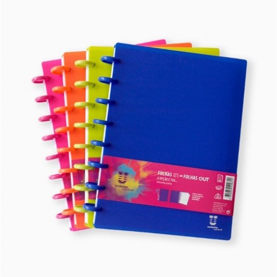 Caderno discos unikolor A4 60fls paut. Cores fortes