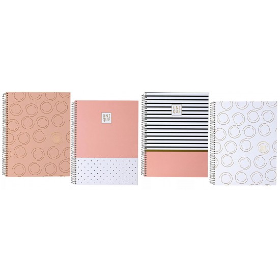 Caderno espiral capa dura A4 80folhas unique pautado       