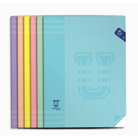 Caderno agrafado PP Unikolor - pautado - Cores pastel      