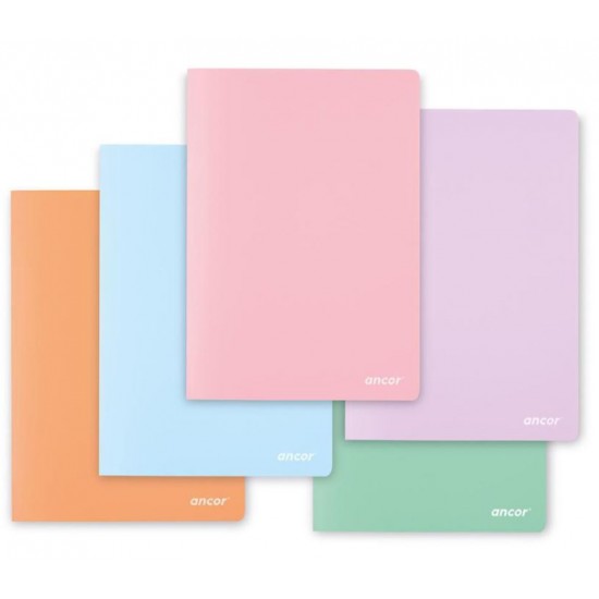 Caderno agrafado PP Ancor quadriculado - Pastel 