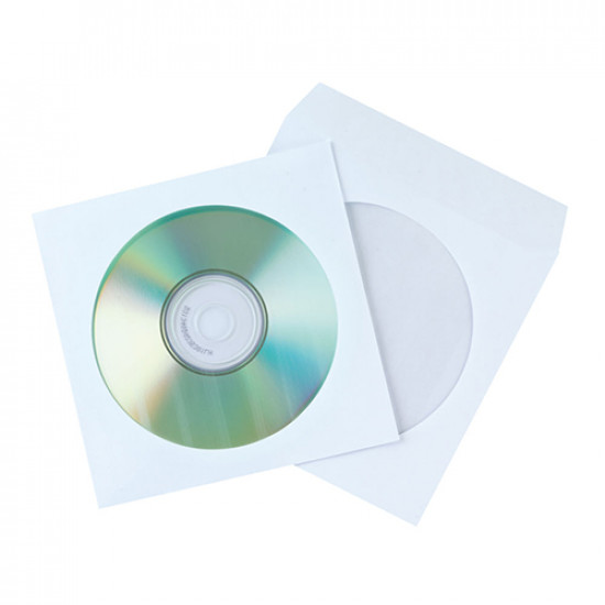 Bolsa p/cd-dvd em papel c/janela branco p/1cd   