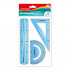 Kit régua 20cm + transferidor + esquadro flexível