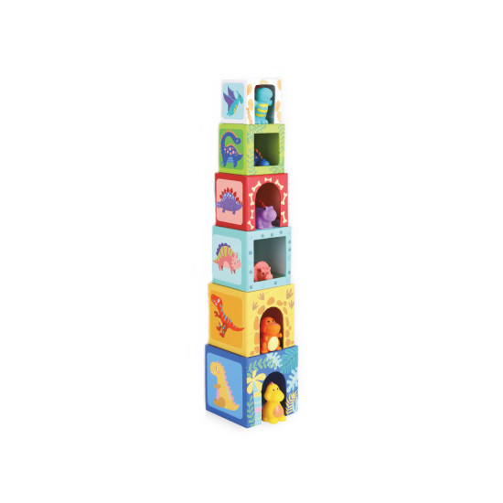 Jogo Infantil Imaginovo - Cubos Empilhaveis Ninhos Dinossauros
