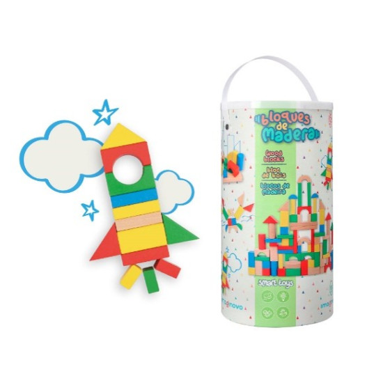 Jogo infantil imaginovo Madeira - Construção de Blocos 