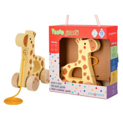 Jogo Infantil Imaginovo Madeira - Girafa Para Arrastar Com Rodas