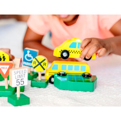 Jogo Infantil Imaginovo Madeira - VeÍculos e Sinais de Trânsito