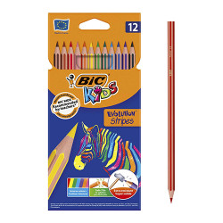 Cx. 12 lápis cor longos bic kids evolution stripes   Cx. 12 lápis cor longos bic kids evolution stripes