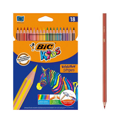Cx. 18 lápis cor longos bic kids evolution stripes   Cx. 18 lápis cor longos bic kids evolution stripes