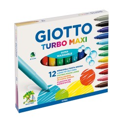 Cx. 12 marcadores de feltro jumbo Giotto turbo maxi sortido   Cx. 12 marcadores de feltro jumbo Giotto turbo maxi sortido