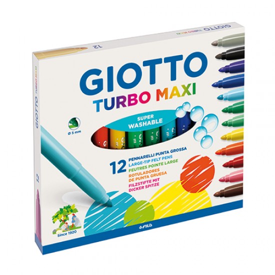Cx. 12 marcadores de feltro jumbo Giotto turbo maxi sortido  