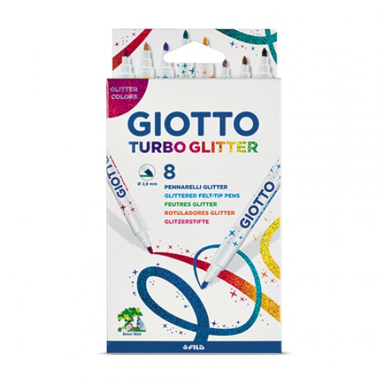 Cx. 8 marcadores Giotto Turbo Glitter sortido   