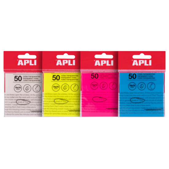 Bloco Notas Aderentes Apli 75x75 Transparentes 50folhas Bloco Notas Aderentes Apli 75x75 Transparentes 50folhas