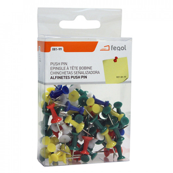 Blister 75 alfinetes sinalização push pin sortido