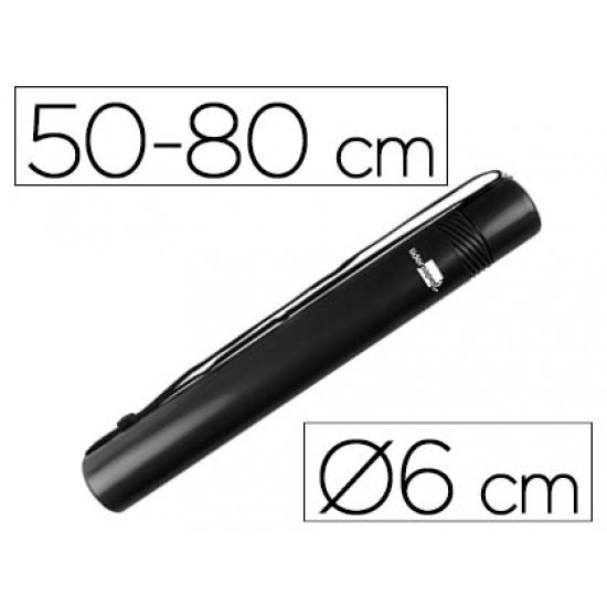 Tubo porta-desenhos plast. Extensivel 80cm preto